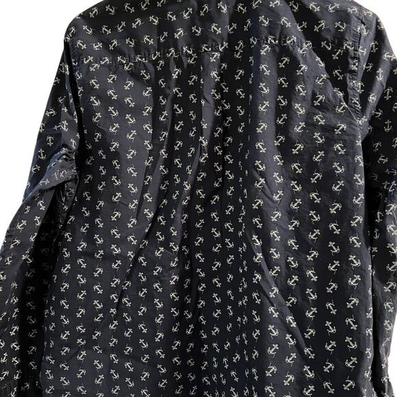 TALBOTS long sleeve shirt, navy anchor print, women's size 14 - Picture 3 of 10